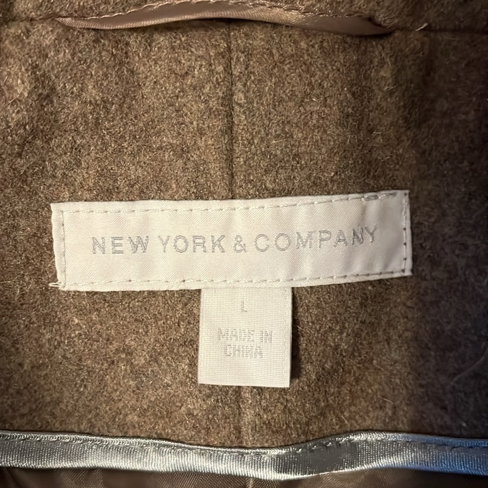 New York & Co. double breasted Wool Tan blend coat w/Military detail size Large - Picture 8 of 13